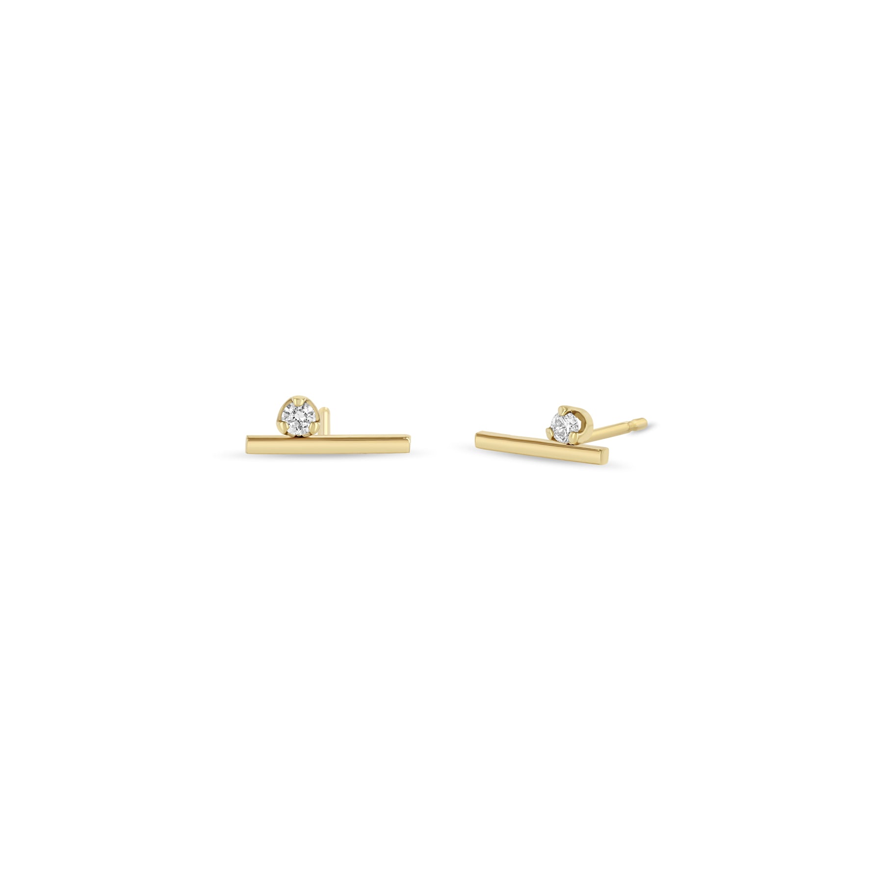 ZOE CHICCO 14K YELLOW GOLD DIAMOND BAR STUD EARRINGS