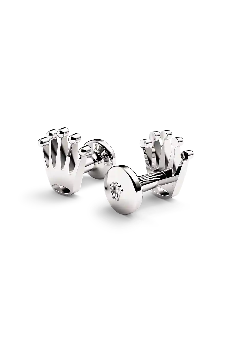 Rolex 'Crown' cufflinks in White gold, A1019 at Henne Jewelers