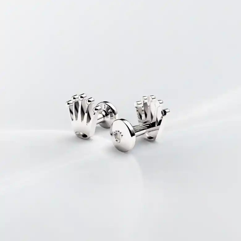 Rolex 'Crown' cufflinks in White gold, A1019 at Henne Jewelers
