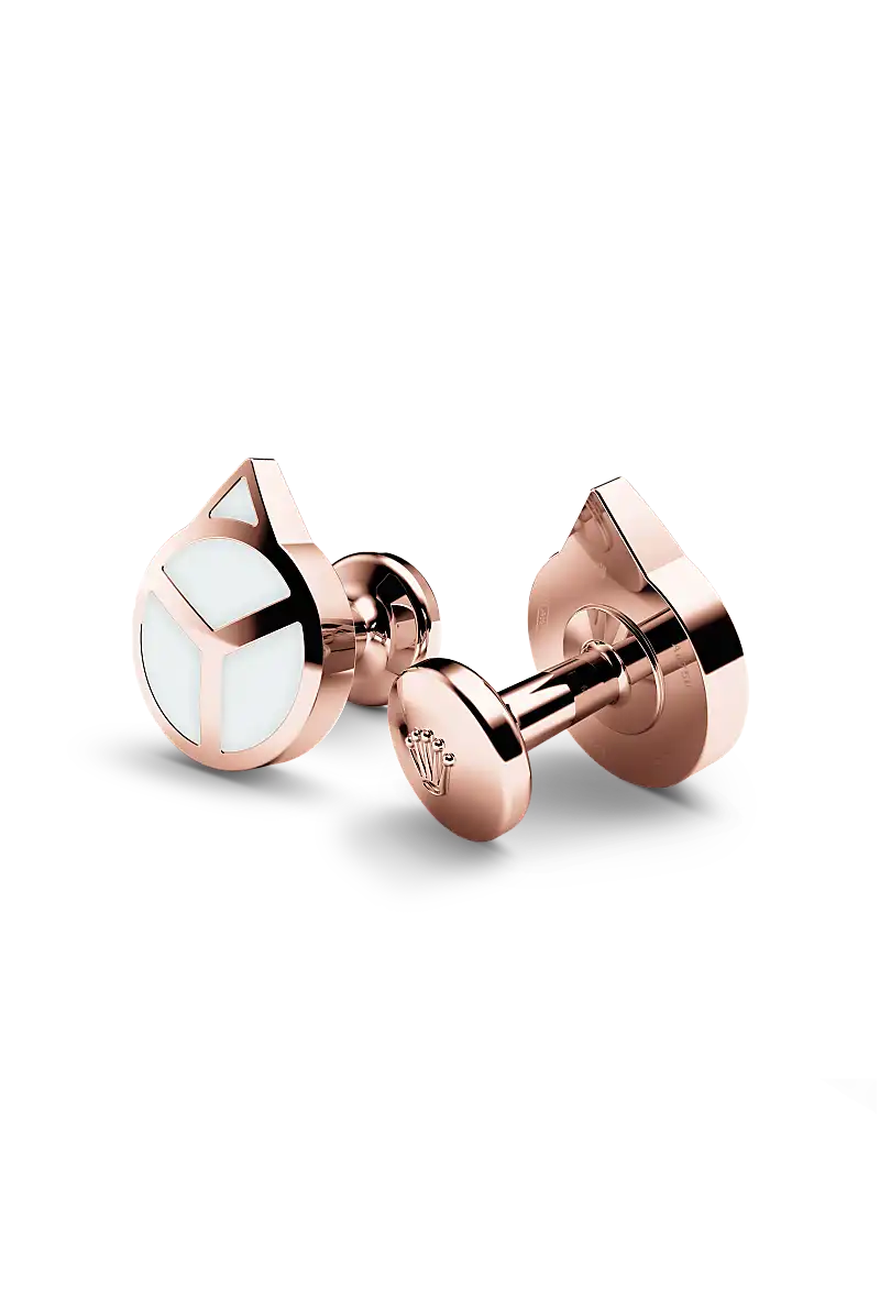Rolex 'Hand' cufflinks in Everose gold and luminescent material, A1025 at Henne Jewelers