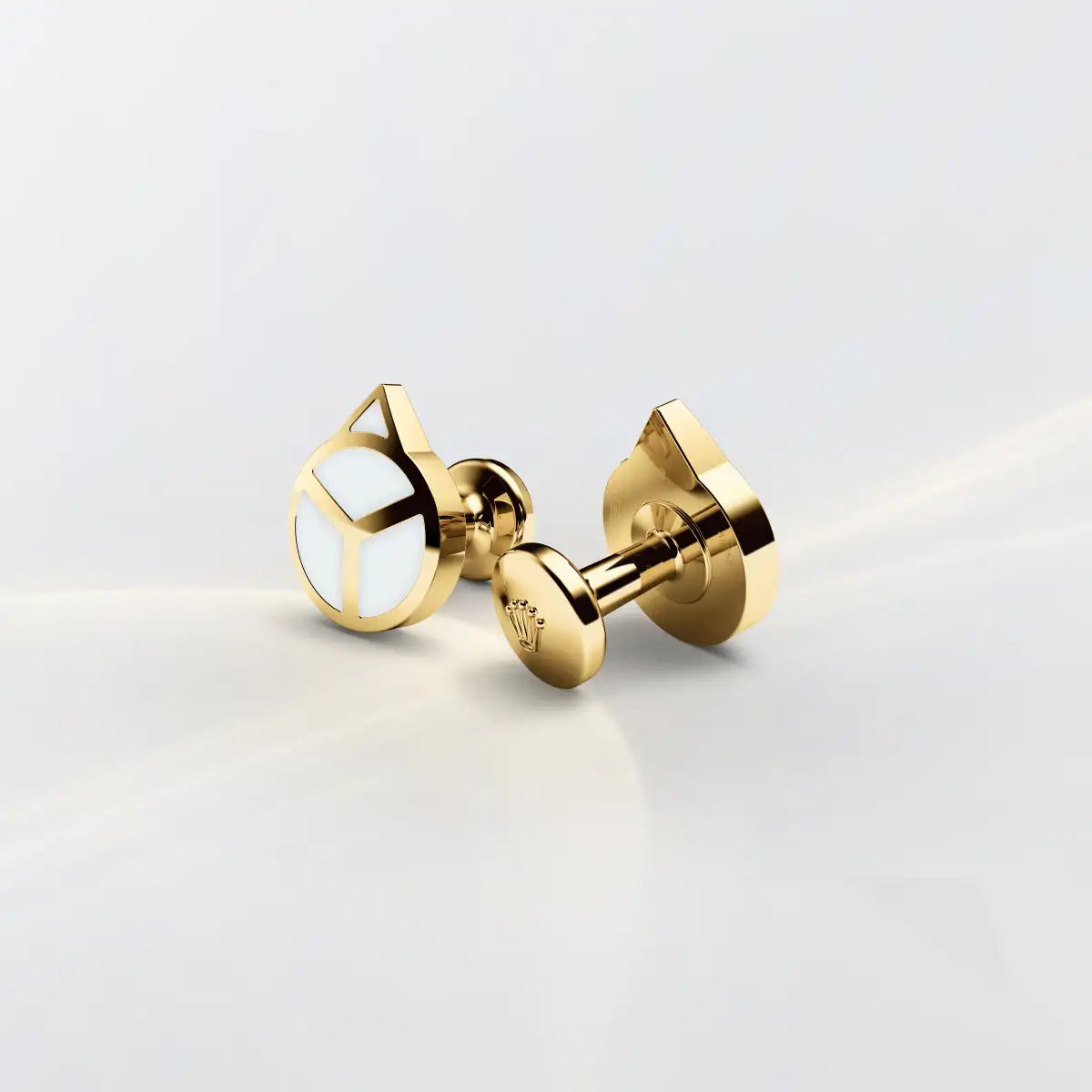 Rolex 'Hand' cufflinks in Yellow gold and luminescent material, A1028 at Henne Jewelers