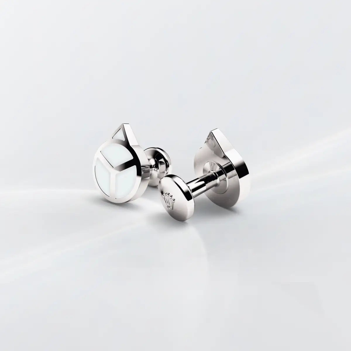 Rolex 'Hand' cufflinks in White gold and luminescent material, A1029 at Henne Jewelers