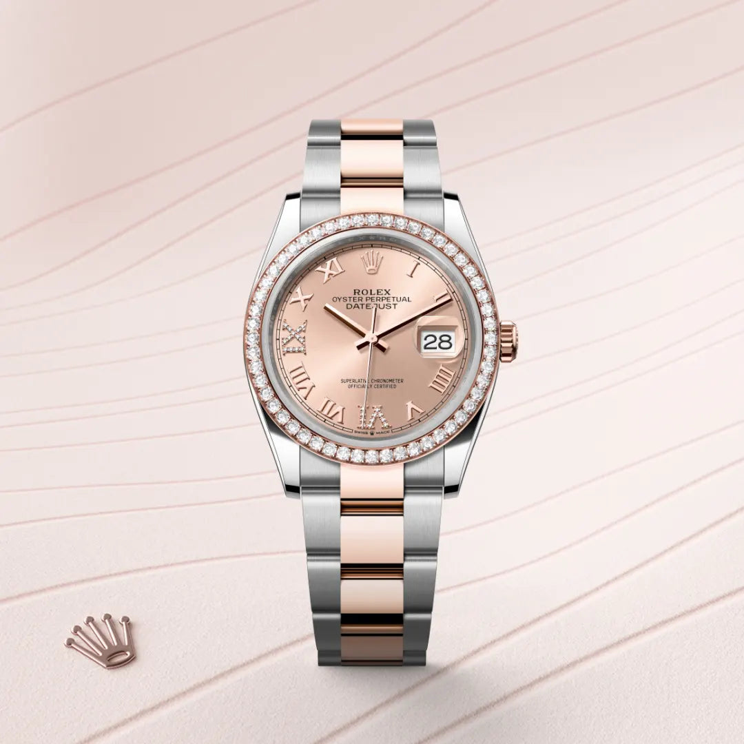 Rolex  Datejust 36 Oyster, 36 mm, Oystersteel, Everose gold and diamonds M126281RBR-0016