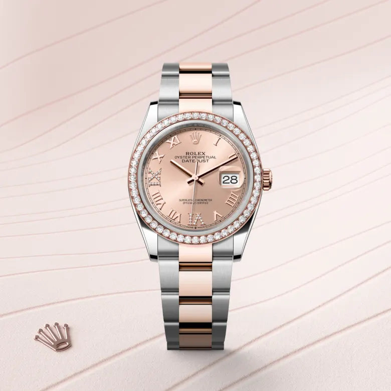 Rolex  Datejust 36 Oyster, 36 mm, Oystersteel, Everose gold and diamonds M126281RBR-0016