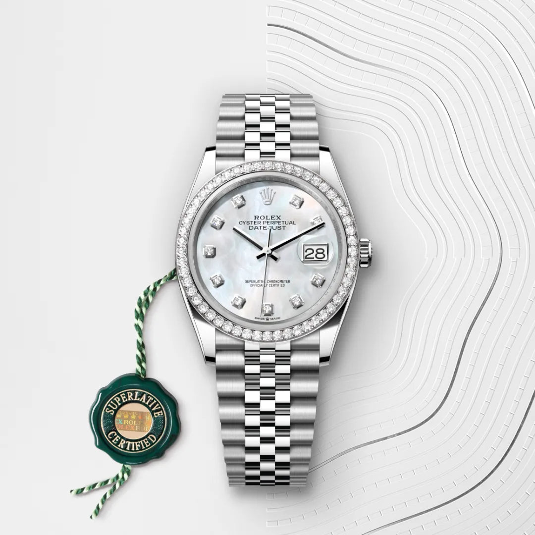 Rolex  Datejust 36 Oyster, 36 mm, Oystersteel, white gold and diamonds M126284RBR-0011