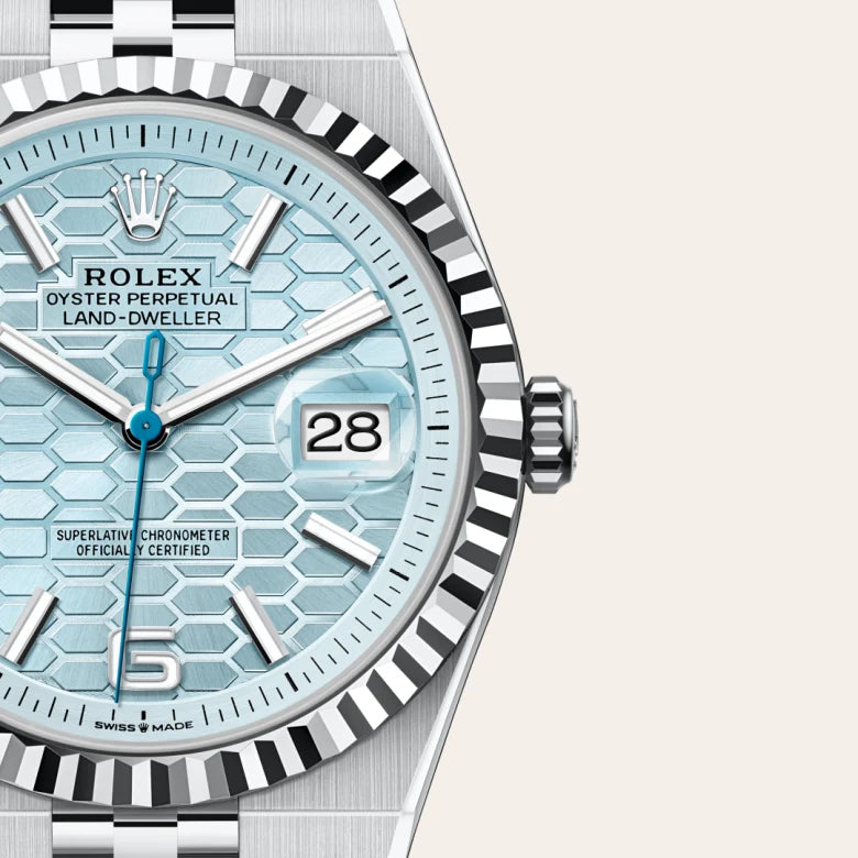 rolex land-dweller in platinum M127336-0001 - henne jewelers